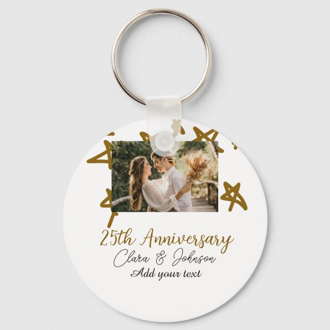 Bröllop-årsdag lägga till namn-årsbildsstjärnor fö nyckelring (Framsida)