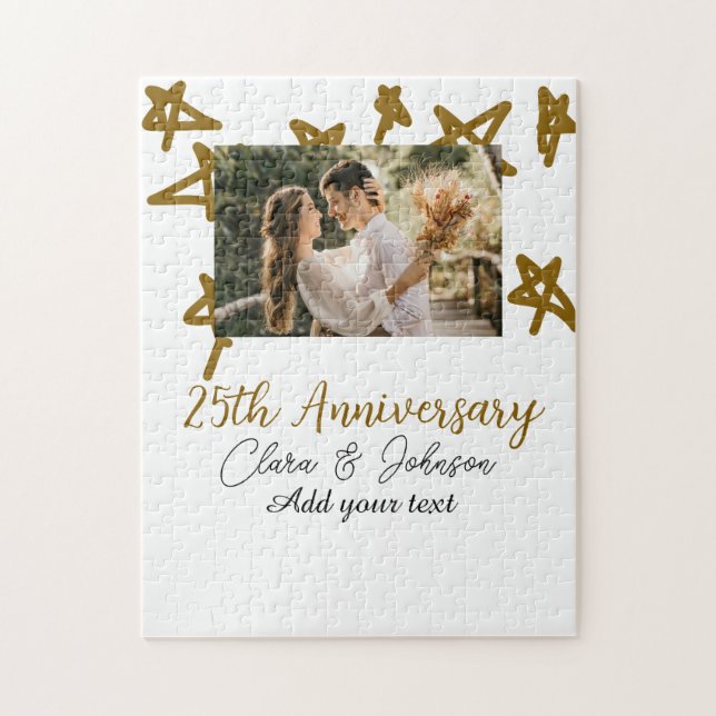 Bröllop-årsdag lägga till namn-årsbildsstjärnor fö pussel (Vertikal)