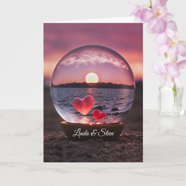 Bröllop-årsdag med anpassade namnreferenser kort (Orkide)