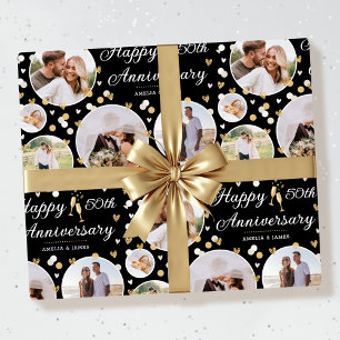 Bröllop-årsdag Photo Collage Elegant Ecru Presentpapper
