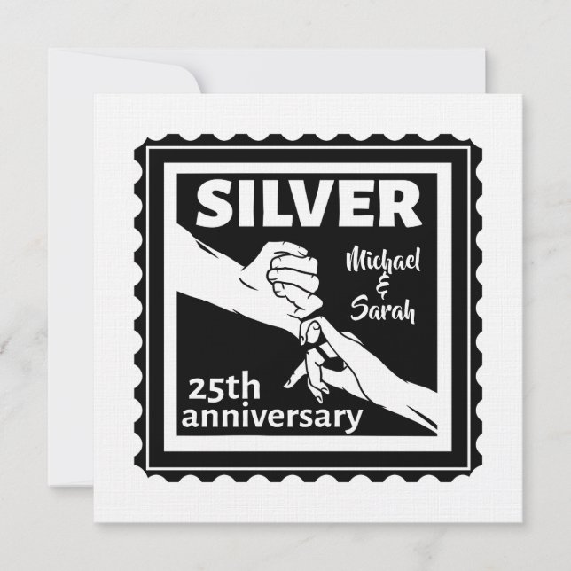Bröllop-årsdagen 25 år silver inbjudningar (Framsida)