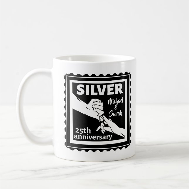 Bröllop-årsdagen 25 år silver kaffemugg (Vänster)