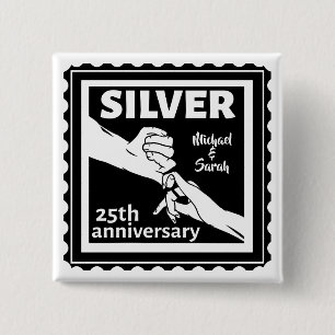 Bröllop-årsdagen 25 år silver knapp
