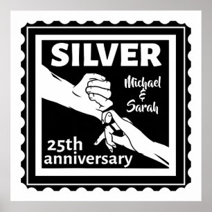 Bröllop-årsdagen 25 år silver poster