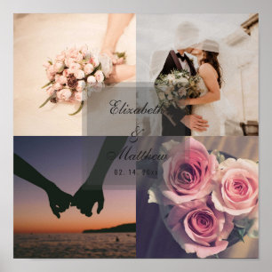 Bröllop-årsdagen av Bride och Groom Photo Collage Poster