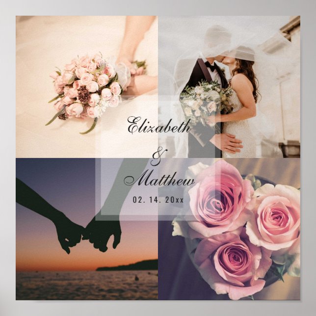 Bröllop-årsdagen av Bride och Groom Photo Collage Poster (Framsidan)