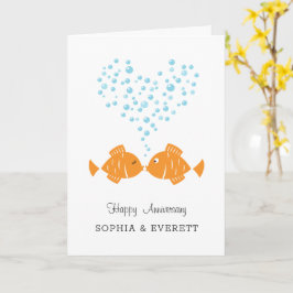 Bröllop-årsdagen av den gifta paren Heart Fish Kort