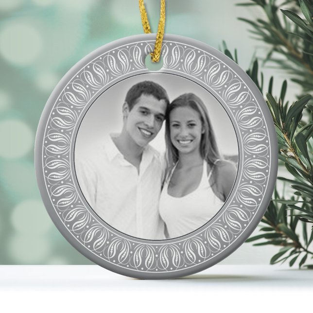 Bröllop-årsdagen av Memento eller Gift Julgransprydnad Keramik (Personalized Photo Ornament)