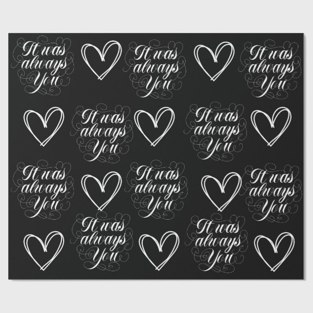 Bröllop-årsdagen Black Romantic Presentpapper (Platt)