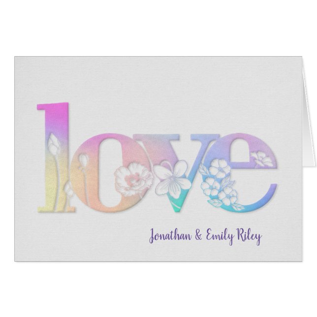 Bröllop-årsdagen Blommigt Kärlek Hälsningskort (Framsidan Horizontal)