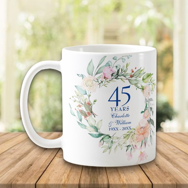 bröllop-årsdagen den 45 65en Land Blommigten Kaffemugg (45th 65th Wedding Anniversary Country Floral Coffee Mug)