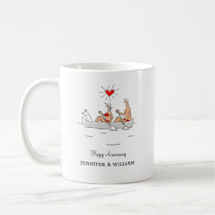 Bröllop-årsdagen för gifta par Heart Canoe Kaffemugg
