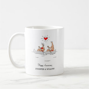 Bröllop-årsdagen för gifta par Heart Canoe Kaffemugg