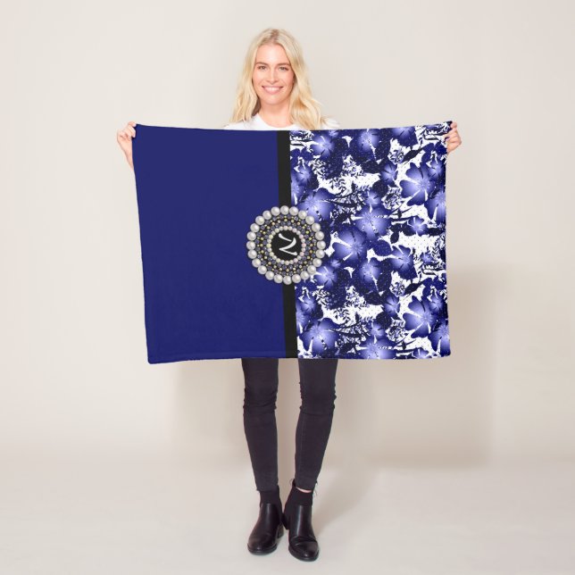 Bröllop-årsdagen för grått-satatcitronpärlor flora fleecefilt (På plats)