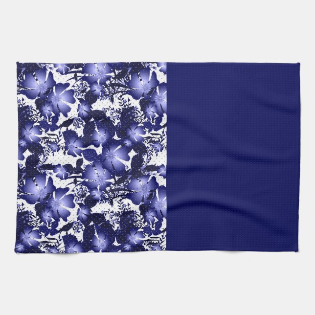 Bröllop-årsdagen för grått-satatcitronpärlor flora kökshandduk (Horisontell)