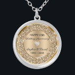Bröllop-årsdagen för koppardiamanter silverpläterat halsband<br><div class="desc">Krävande koppardiamanter (diamanterna är inte riktiga) 35ens bröllop-anpassade klockan. Du kan ändra årsdagen</div>