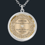 Bröllop-årsdagen för koppardiamanter silverpläterat halsband<br><div class="desc">Krävande koppardiamanter (diamanterna är inte riktiga) 35ens bröllop-anpassade klockan. Du kan ändra årsdagen</div>