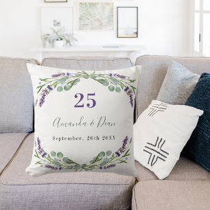 Bröllop-årsdagen för Lavender violett blommigt Kudde