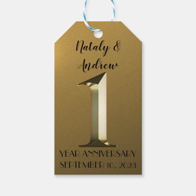 Bröllop-årsdagen för Metallic guld Presentetikett (Framsidan)