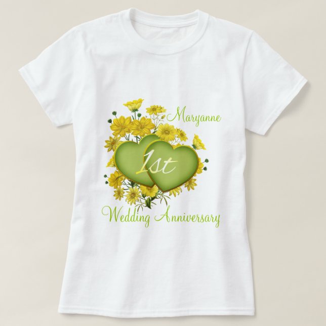 bröllop-årsdagen för Party Wildblomsterhearter T Shirt (Design framsida)