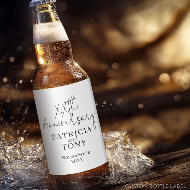 Bröllop-årsdagen för Personligen BW Modern Ölflaska Etikett (Custom Party Beer Label - Wedding Anniversary)