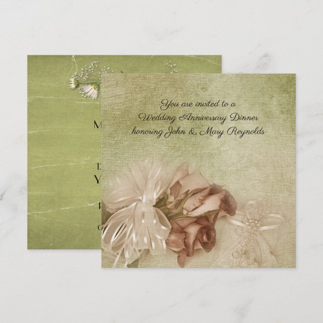 Bröllop-årsdagen Inbjudningar (Fram/baksida)