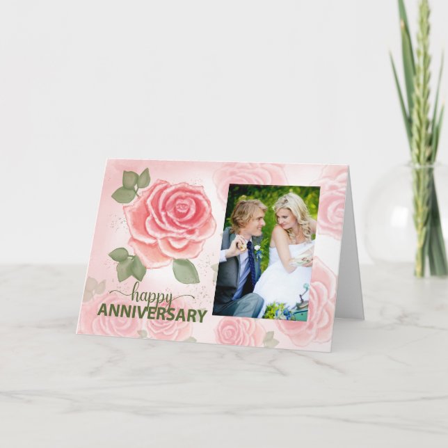 Bröllop-årsdagen Mjuk Ro med Anpassningsbar Foto Kort (Framsida)