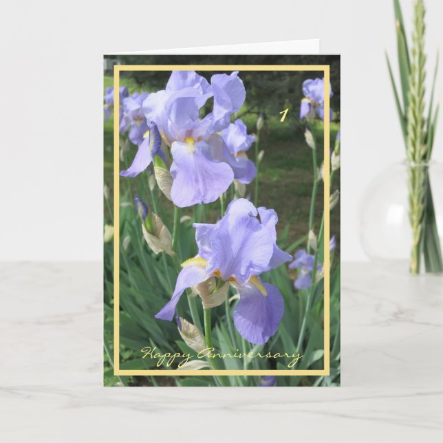 bröllop-årsdagen Önskemål Elegant Irises Kort (Framsida)