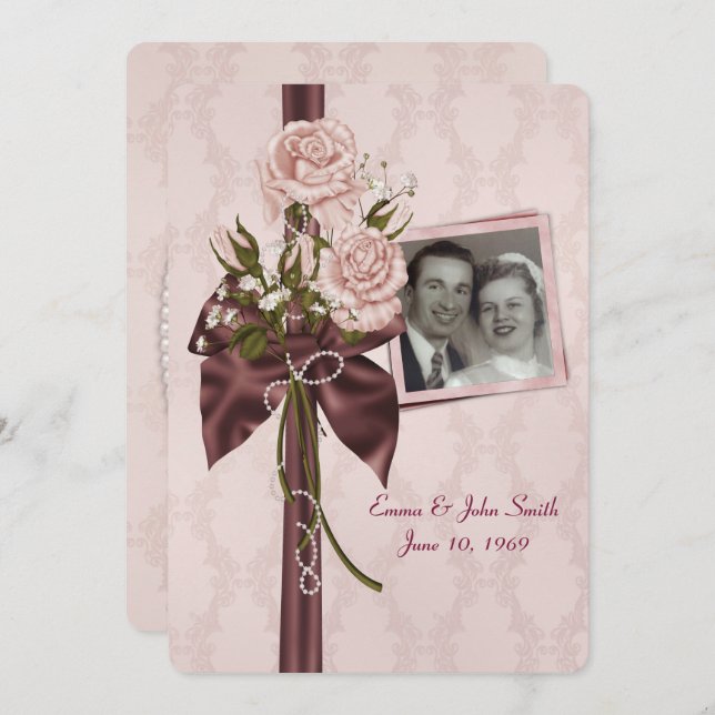 Bröllop-årsdagen Party Inbjudningar (Fram/baksida)