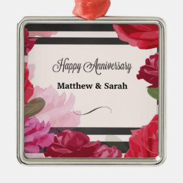 Bröllop-årsdagen Ro, Rand, anpassade namn Julgransprydnad Metall