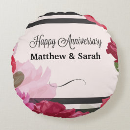 Bröllop-årsdagen Ro, Rand, anpassade namn Rund Kudde