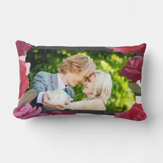 Bröllop-årsdagen Ro, Rand, Anpassningsbar Photo Lumbarkudde (Framsida)