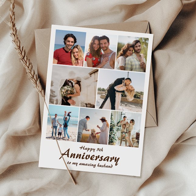 Bröllop-årsfotot | Personlig för kollage Kort (Capture cherished moments and heartfelt love in one beautiful wedding anniversary card.)