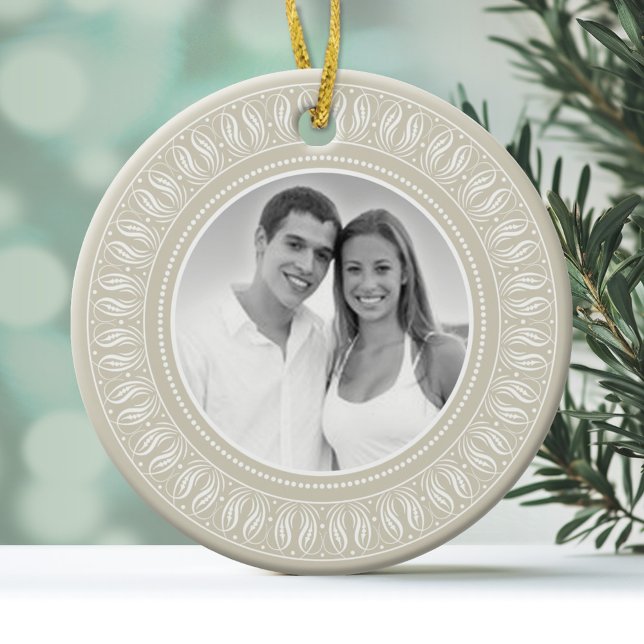 Bröllop-årsjubiléet Photo Ram Julgransprydnad Keramik (Personalized Photo Ornament)