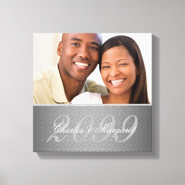 Bröllop-årsjubileum 12 x 12-Personligens foto Canvastryck (Framsida)