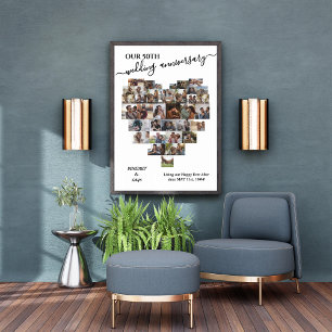 Bröllop-årsskript Heart 37 Photo Collage Canvastryck