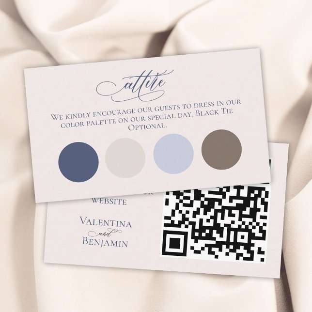 Bröllop attire dress code infoga blue beige QR Tilläggskort (Skapare uppladdad)