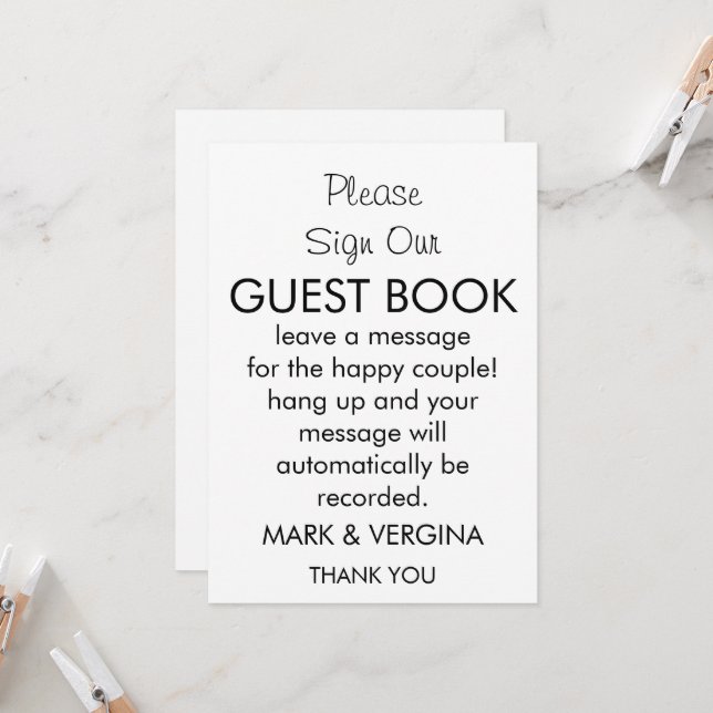 Bröllop Audio gäst bok Inbjudningar (Fram/Back In Situ)