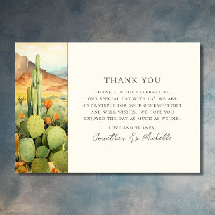 Bröllop av den vackra vattenfärgen Desert Cactus Tack Kort