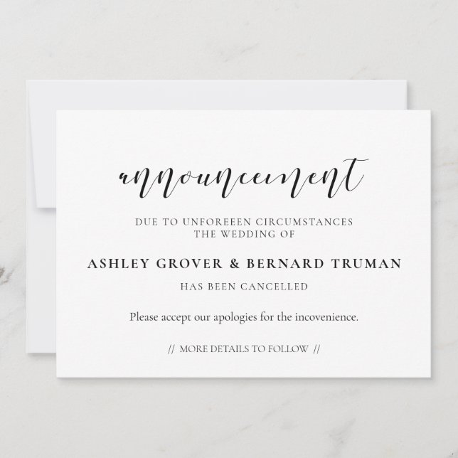 Bröllop avbokningskort inbjudningar (Framsida)