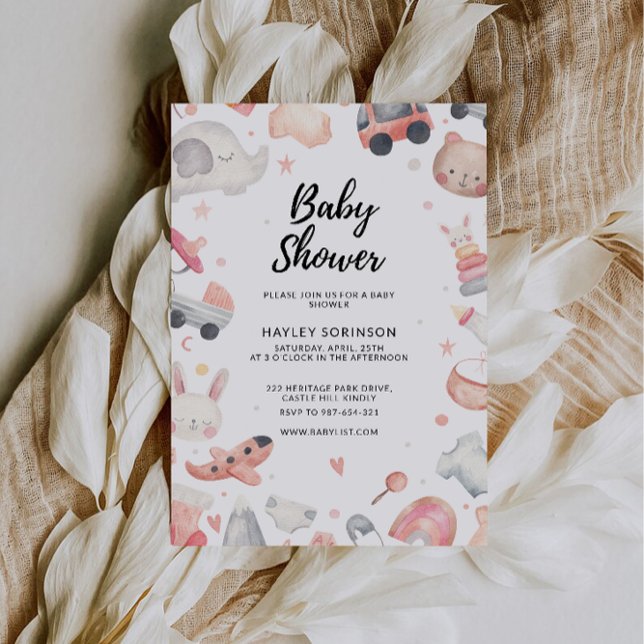 Bröllop Baby Shower Leksak Inbjudningar (Wedding Baby Shower Toys Invitation)