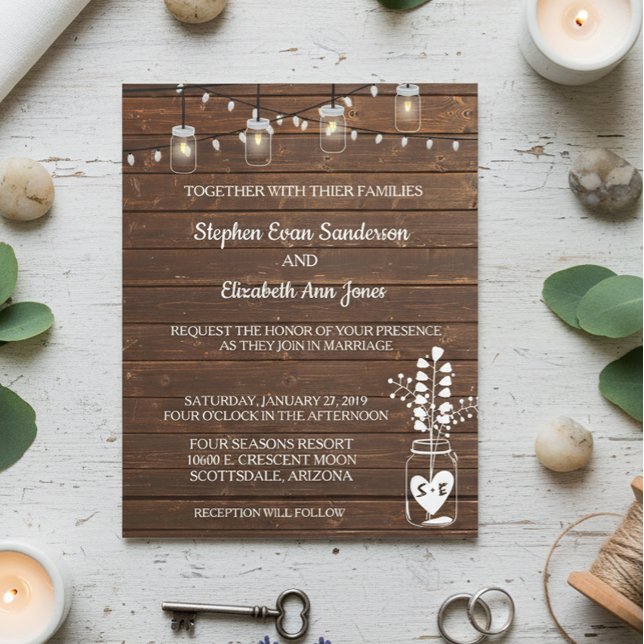Bröllop Barn Mason Burk Classic Wood Rustic Budget Flygblad (Skapare uppladdad)