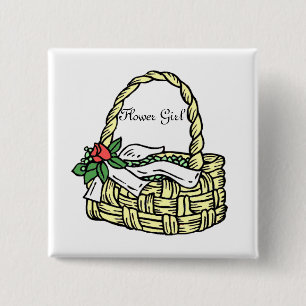 Bröllop Basket Flower Girl Pin Button Badge Gift Knapp