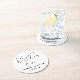 Bröllop bästa dag någonsin i modern Elegant Underlägg Papper Rund