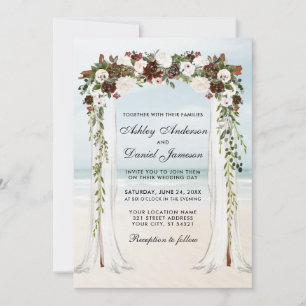 Bröllop Beach Canopy Watercolor Boho Blommigt Inbjudningar