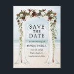 Bröllop Beach Canopy Watercolor Boho Blommigt Meddelande Vykort<br><div class="desc">Elegant bröllop Canopy Watercolor Grönt Brown Boho Blommigt Bröllop Förlovning Meddelande Spara Datakortet innehåller vackra vit ros och bruna blommor. Träets kanopy-båge i bröllop omfattar botaniskt grönt på en sandstrand med havsbotten himlar.</div>