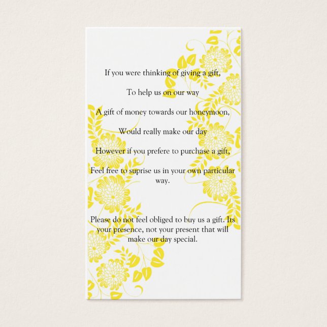 bröllop ber om pengar visitkort (Framsidan)