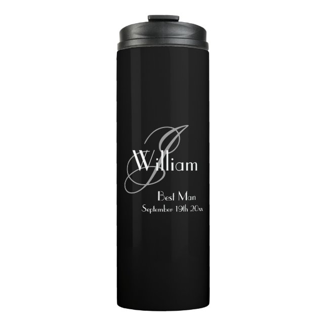 Bröllop Best Man Gift Elegant Monogram Coola Black (Framsida)