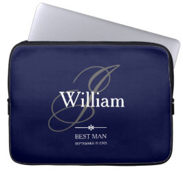 Bröllop Best Man Gift Monogram Modern Coola Chic Laptop Fodral