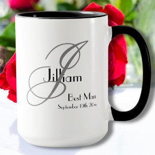 Bröllop Best Man Gift Rustic Monogram Initial Namn Mugg